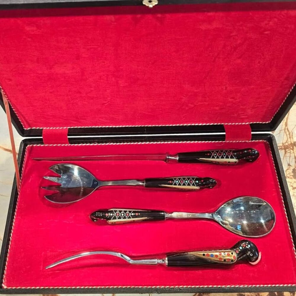 Vintage 1950 Alfred Haddad Jezzine Firebird Carving 4pcs Set